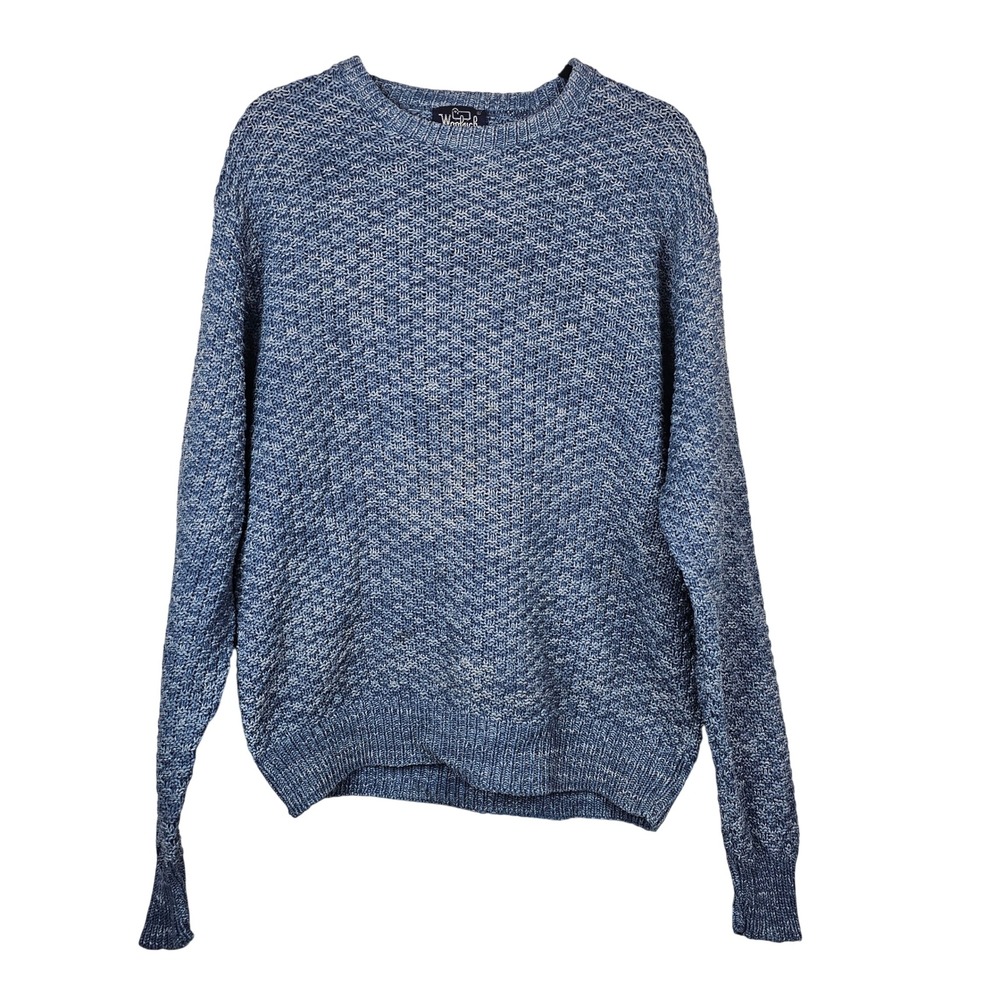 Woolrich Men's Blue Marled Popcorn Knit‎ Crewneck Sweater Vintage Style